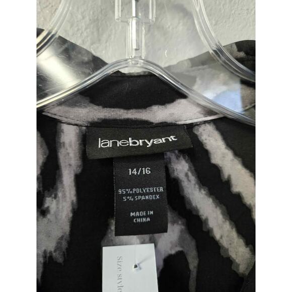 Lane Bryant Black & Gray Print Shirtdress - Picture 3 of 5